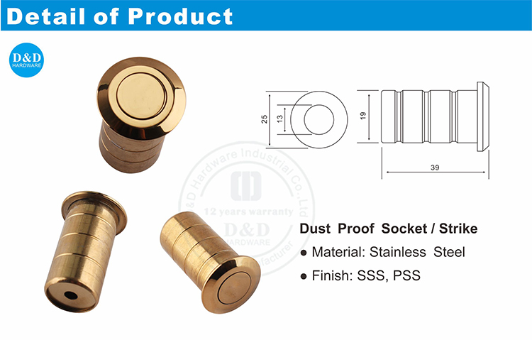 Polished Brass finish door dust proof socket