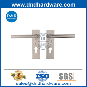 Stainless Steel External Door Mitred Lever Handle on Plate-DDTP009