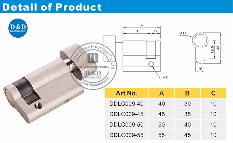 Oval Double Lock Cylinder-DDLC009-D&D Hardware