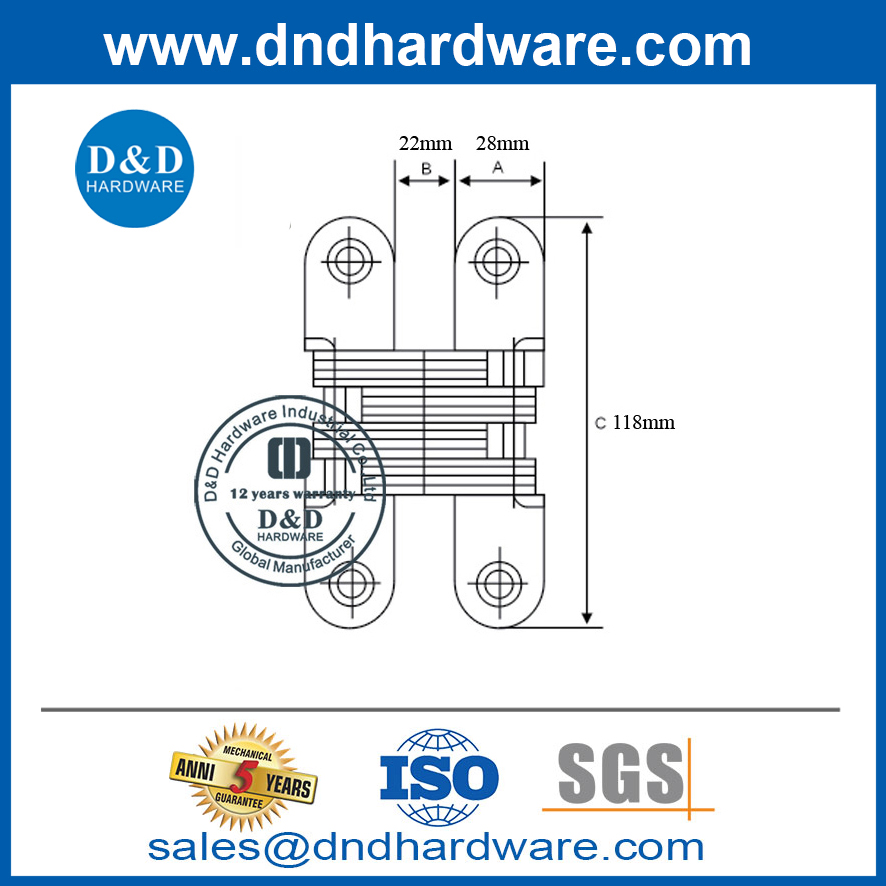 Stainless Steel/Zinc Alloy Concealed Hidden Door Hinges-DDCH007