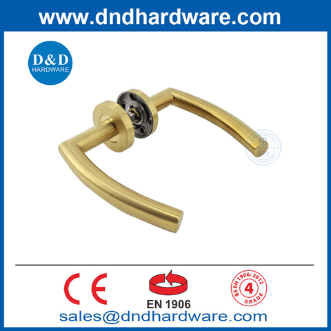 Satin Brass Lever Handles EN1906 Stainless Steel Gold Front Door Handle-DDTH011