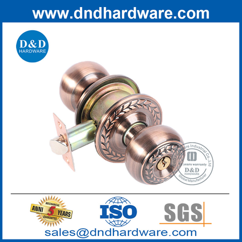 Antique Style Zinc Alloy Door Knob Lock with Double Open Cylinder-DDLK057