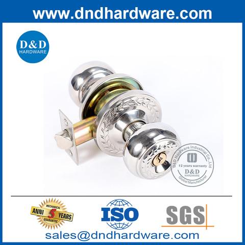 Zinc Alloy Polish Chrome Door Knob Handle Lock Set for Outdoor Door-DDLK063