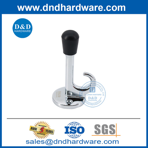 Zinc Alloy Polish Chrome Finish Door Stopper with Hook-DDDS020