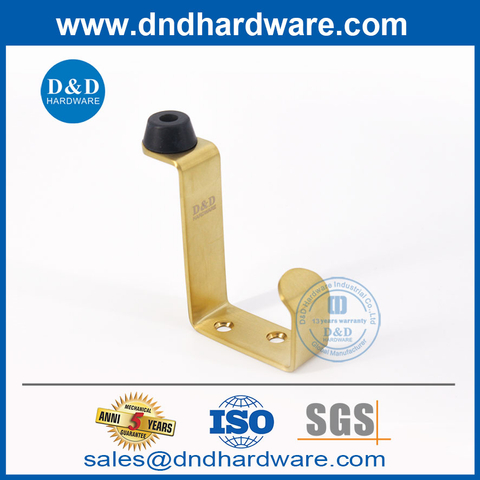Satin Brass Grade SUS304 Door Stopper with Coat Hook for Bathroom-DDDS024