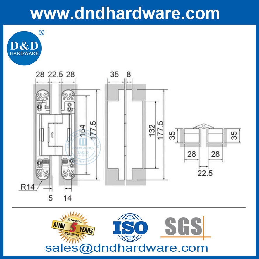 hotel door concealed hinge