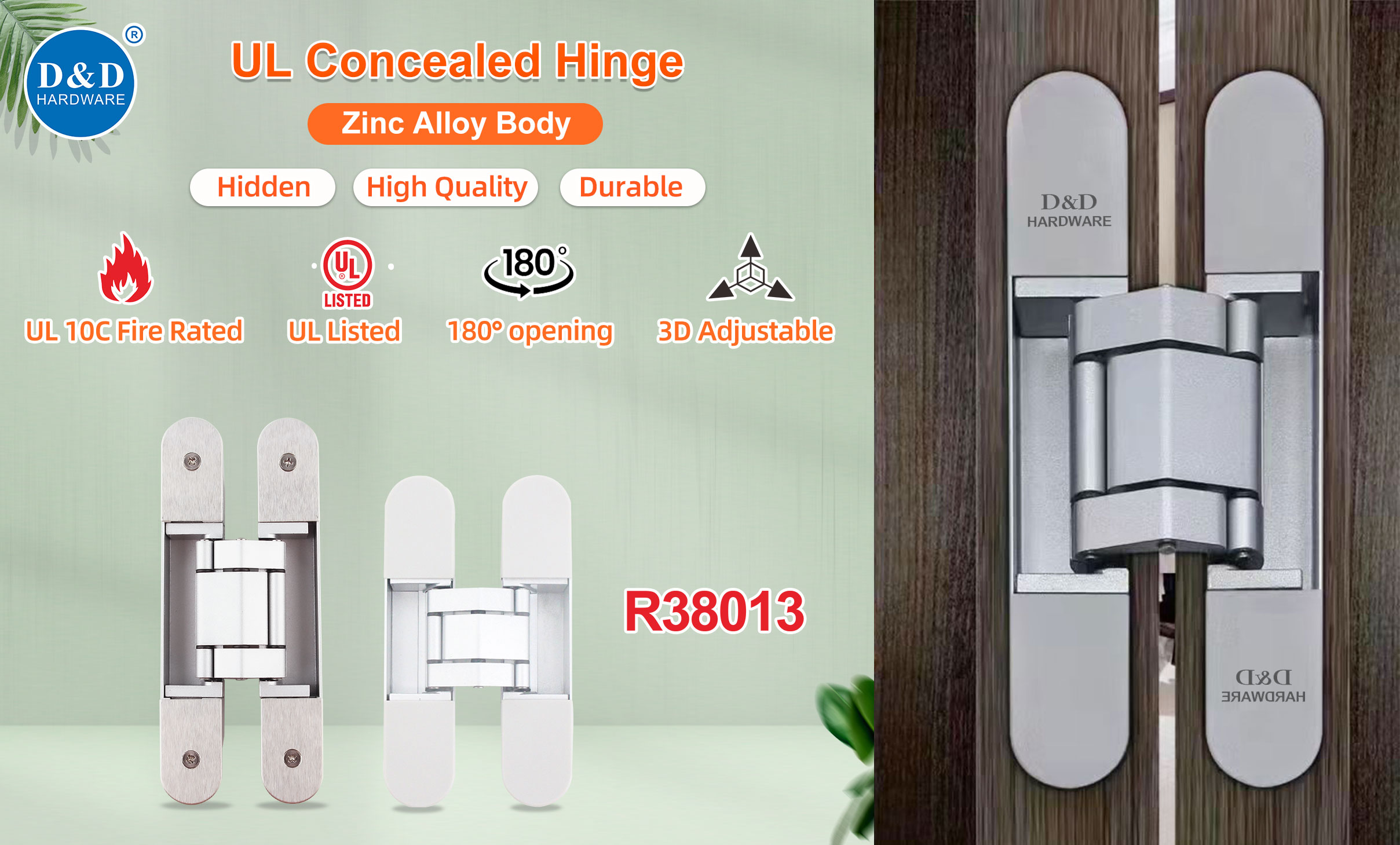 3D Adjustable Hidden Door Hinge for Metal Door