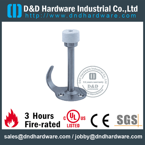 Stainless Steel Long Door Stop with Hook for Restroom Door -DDDS017