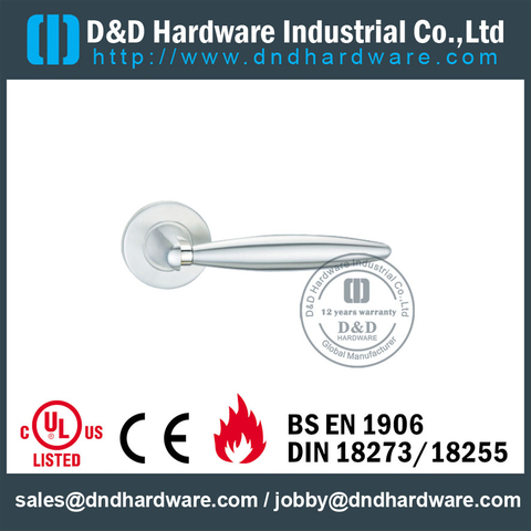 Grade 316 Modern Chrome Lever Front Door Handle for Entrance Doors with Satin-DDSH033