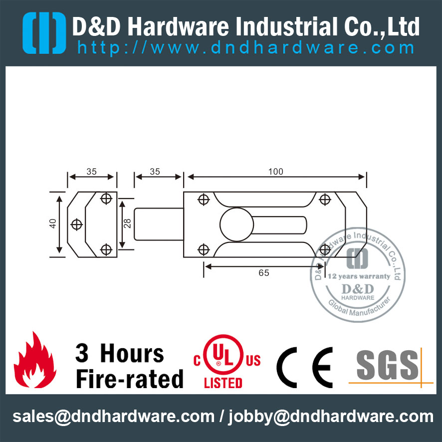 Zinc Alloy Casting Antique Brass Flush Door Bolt for Metal Door -DDDB025