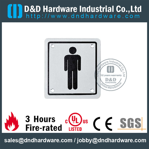 Stainless Steel 304 Men’s Washroom Square Sign Plate 100x100mm for Bathroom Doors –DDSP001