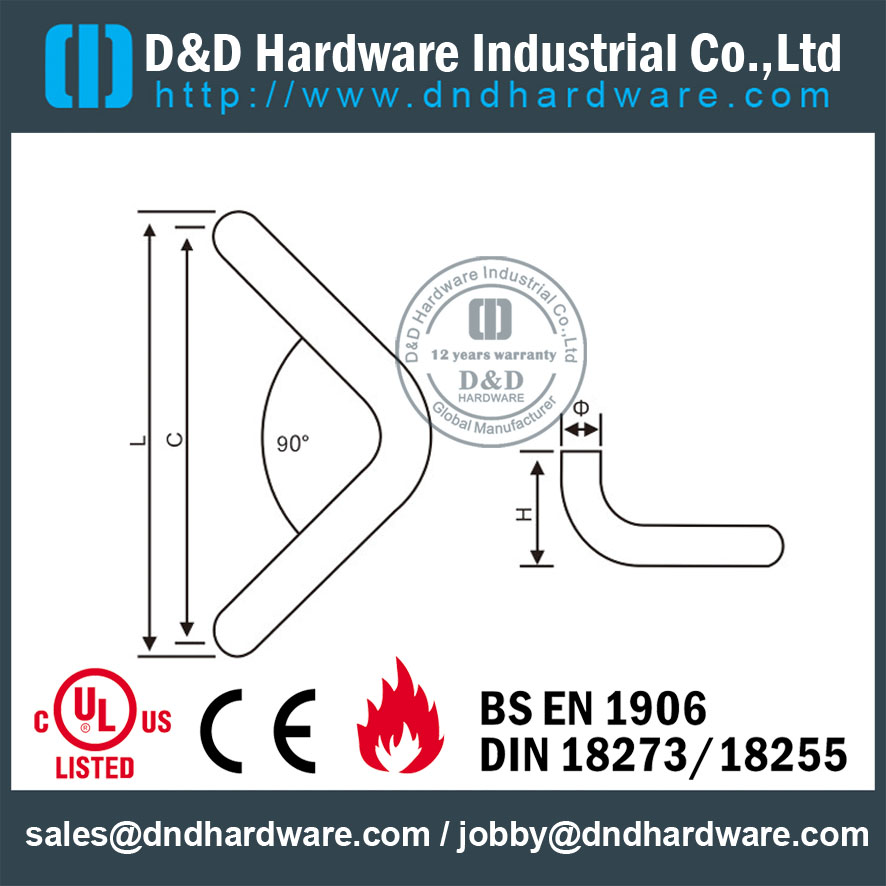 Stainless Steel 304 Corniform Pull Handle for Front Glass Door-DDPH012