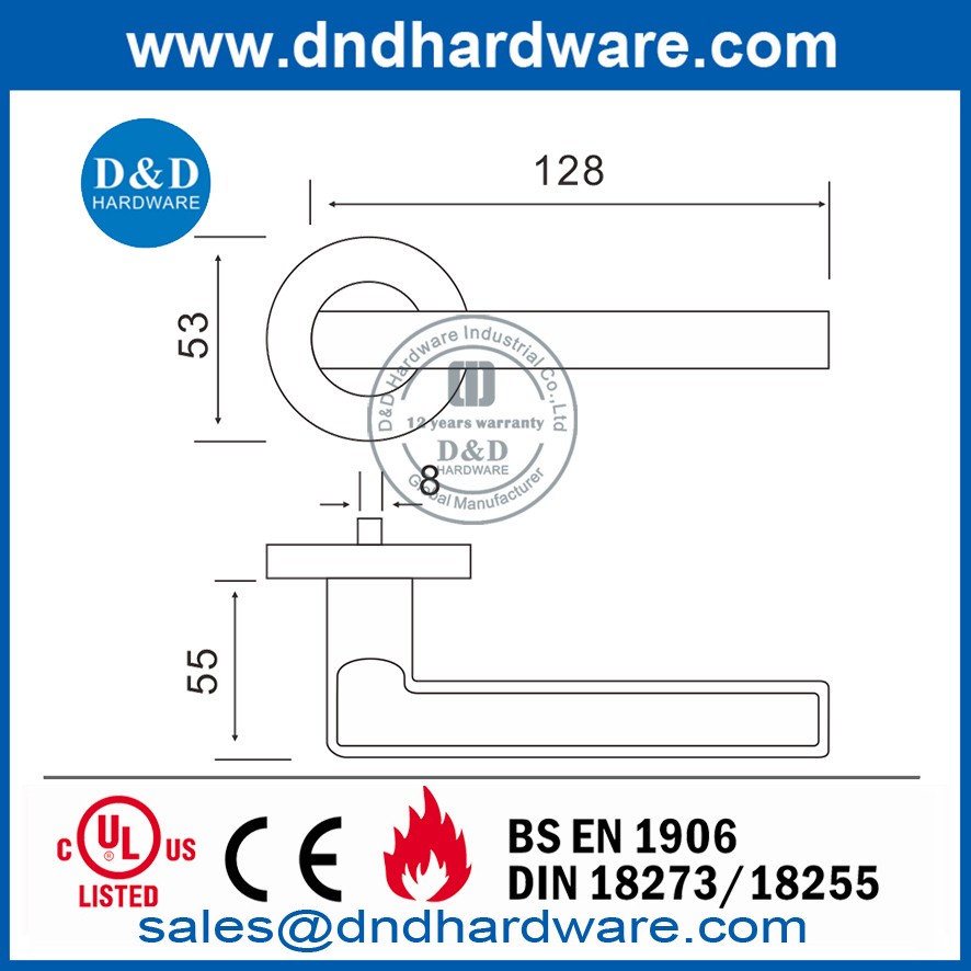 Hot Selling SUS304 Door Furniture Solid Lever Handle-DDSH023
