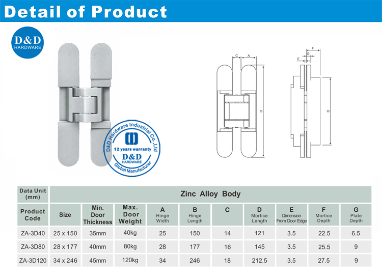 Silver Hidden Hinge-D&D Hardware