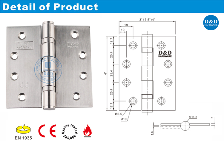 CE Stainless Steel Door Hinge-DDSS001-CE-443-D&D Hardware