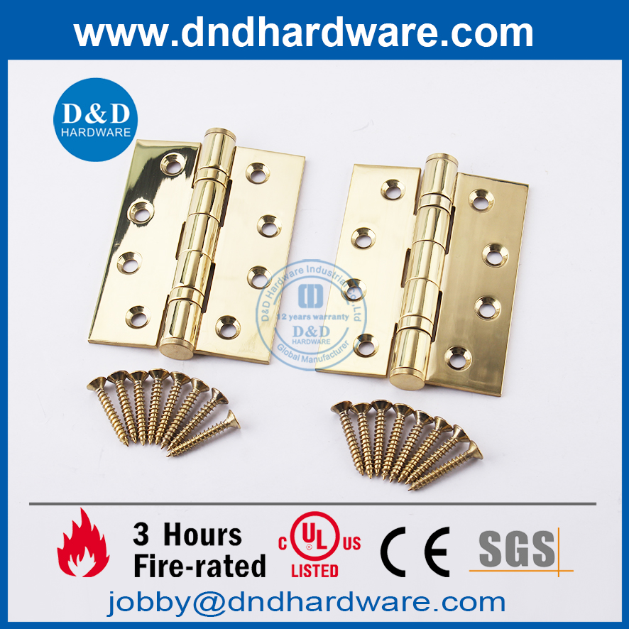 SS304 Polished Brass finish Fire RatedDoor 2BB Hinge for Metal Wooden Door -DDSS001