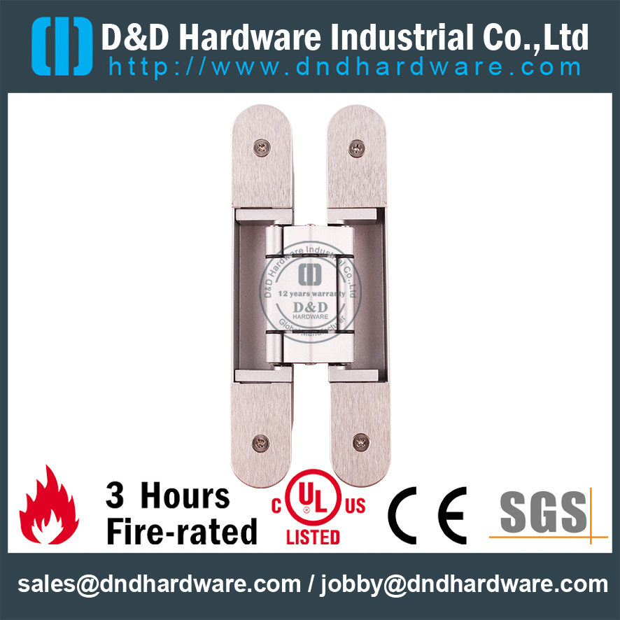 Heavy Duty Silver Sanding lid 3D Adjustable Concealed Hinge for Hotel Door-DDCH008-G80S