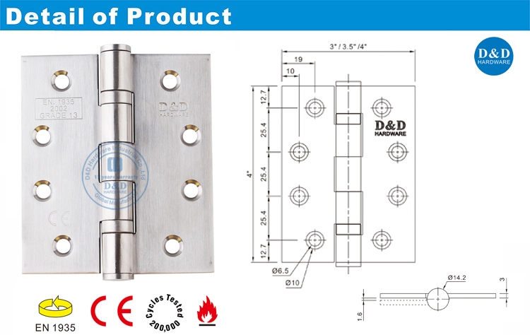 CE Metal Door Hinge-DDSS001-CE-4X3.5X3-D&D Hardware