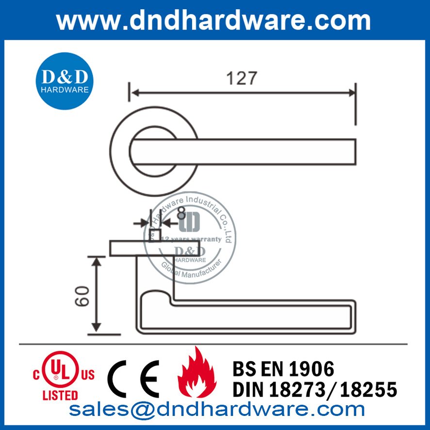 SUS304 Polished and Satin Finish Round Door Handle-DDTH023