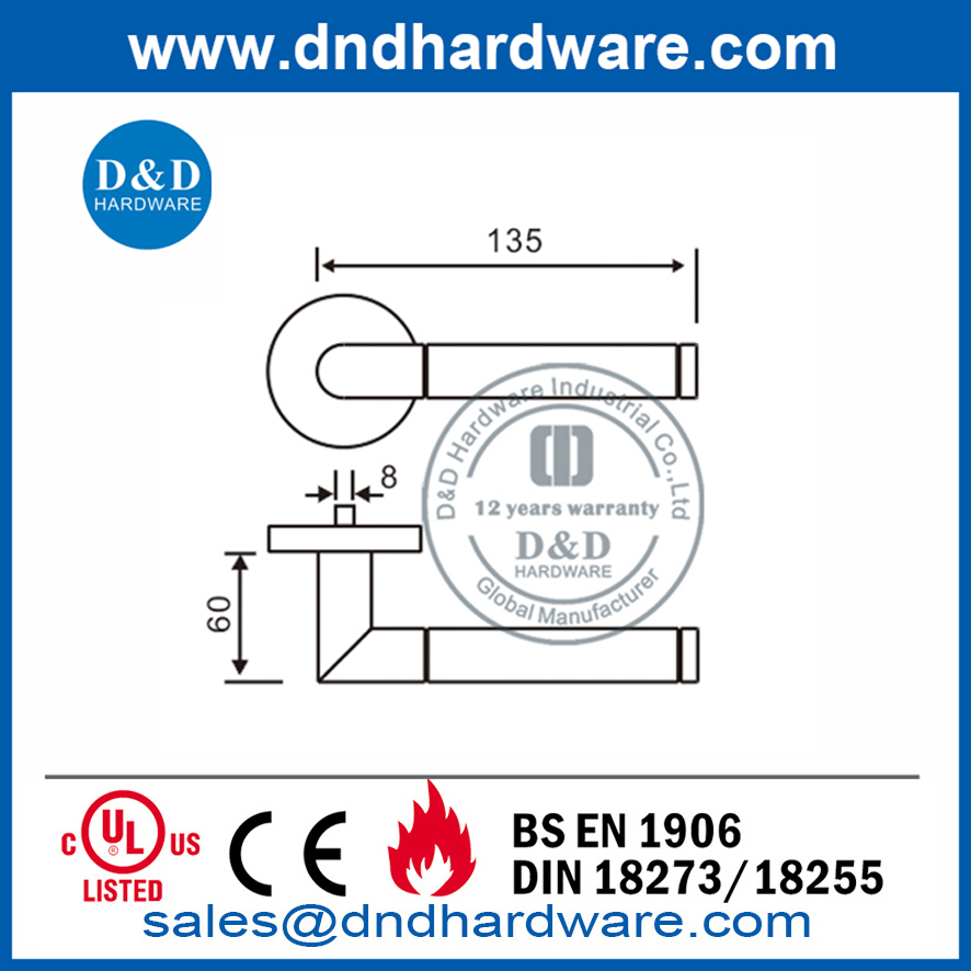Stainless Steel Commercial Exterior Door Lever Handle-DDTH028