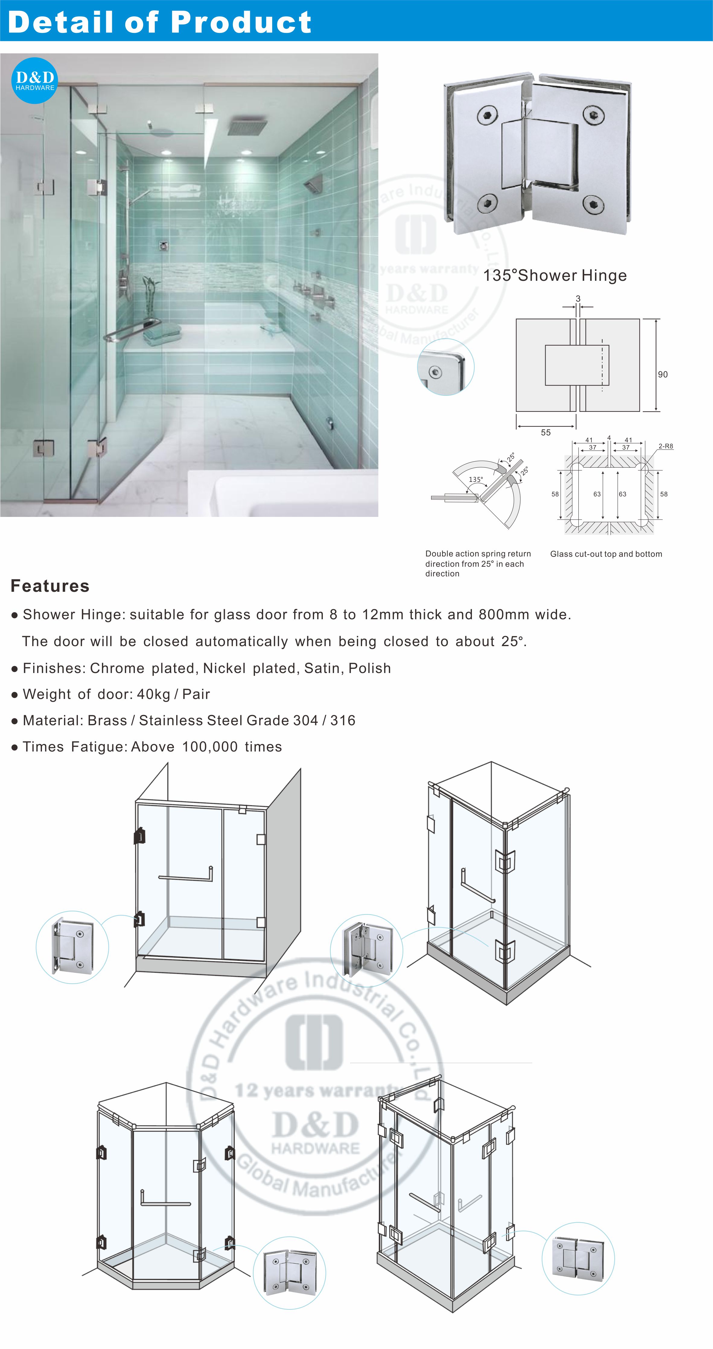 glass shower hardware supplies