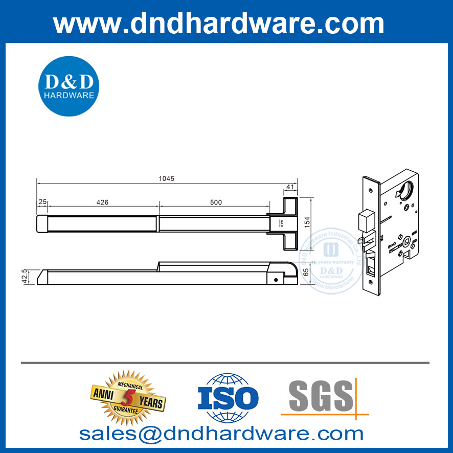 UL Fire Lock Steel Commercial Door Hardware Panic Bars-DDPD039