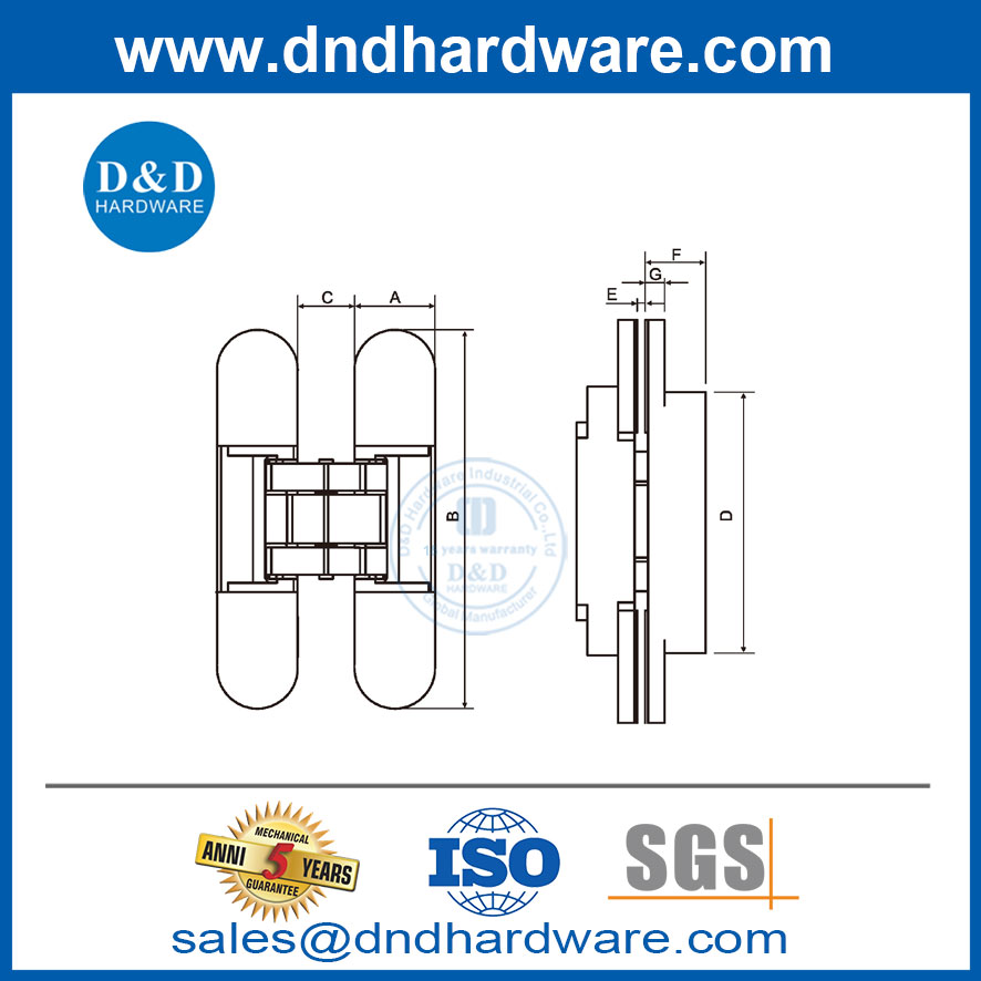 Concealed Types of Hinges Zinc Alloy And Aluminium 3D Adjustable Conceal Hinges-DDCH011