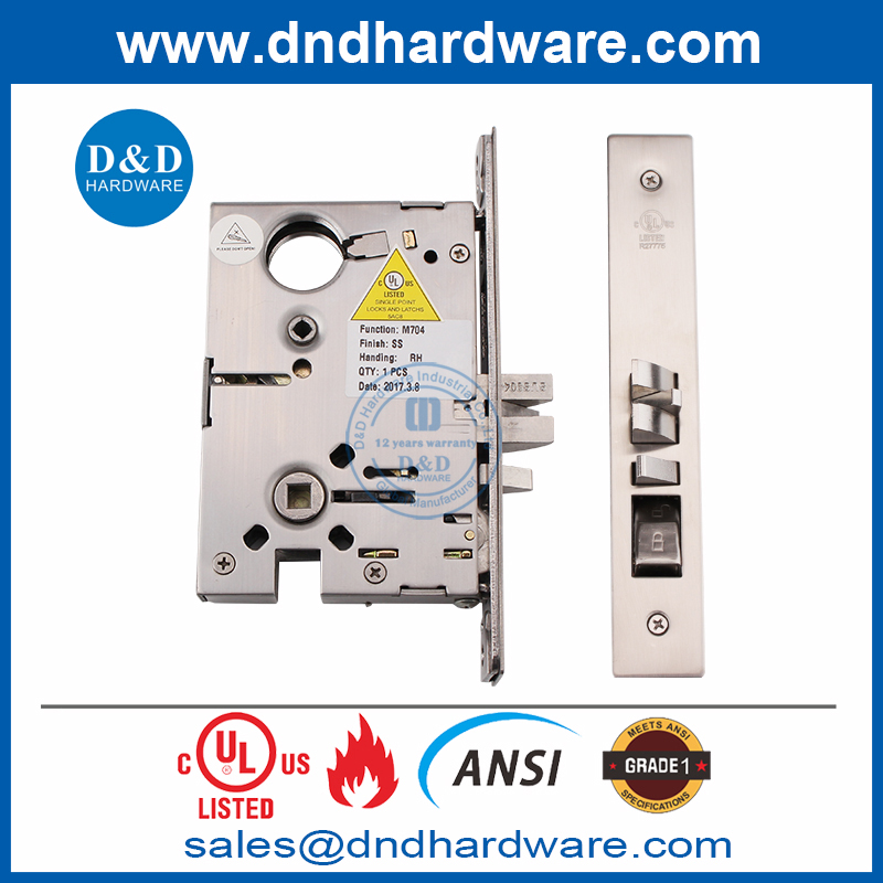 Modern SUS304 Entry Door Lock UL Fire Rated ANSI Mortise Lockset-DDAL04 F04