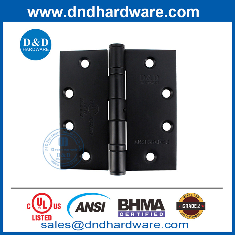 SS304 Commercial Door Hinge Black ANSI BHMA Fire Rated External Door Hinge with NRP-DDSS001-ANSI-2-4.5x4.5x3.4