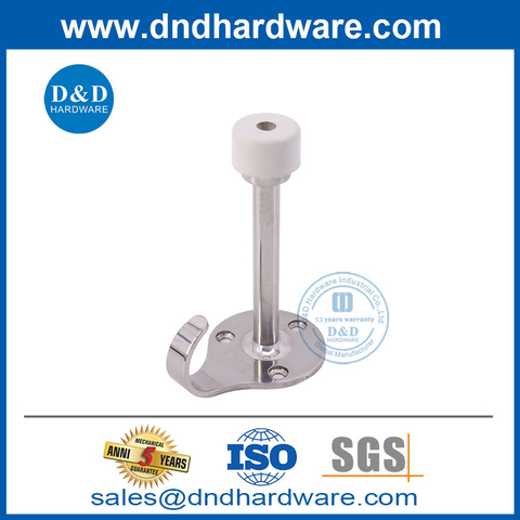 White Rubber Door Stopper with Hook in Stainless Steel-DDDS017