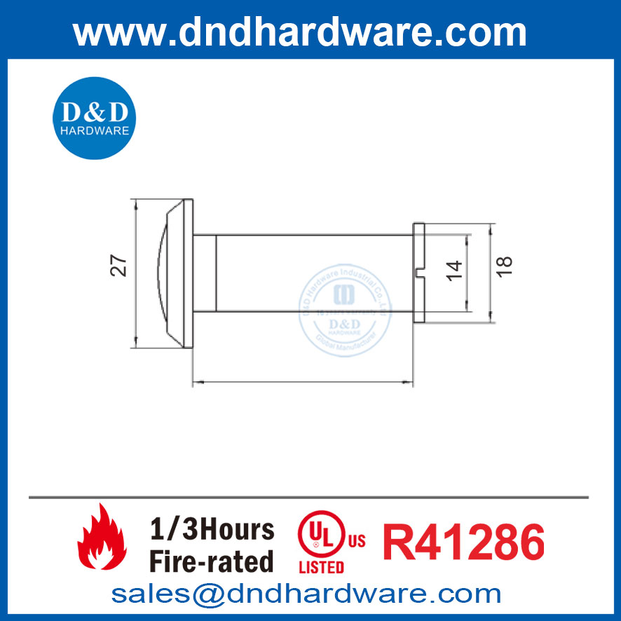 High Security Brass Fire Rated UL 10C Home Apartment Door Viewer-DDDV009