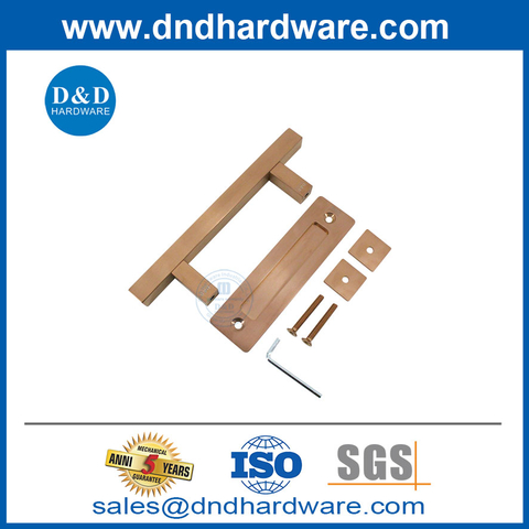 Satin Rose Golden Barn Door Flush Pull Handle Large Barn Door Handle-DDBD104