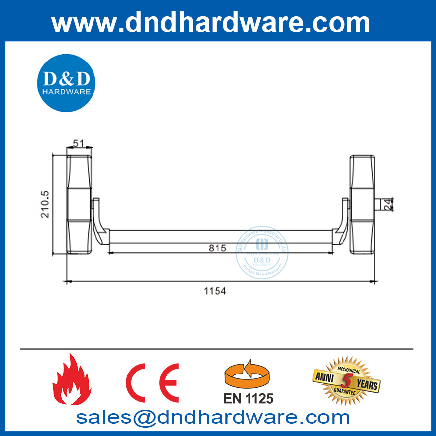 Emergency Escape Safety Anti Panic Exit Device CE Exit Device Lock Push Bar-DDPD047