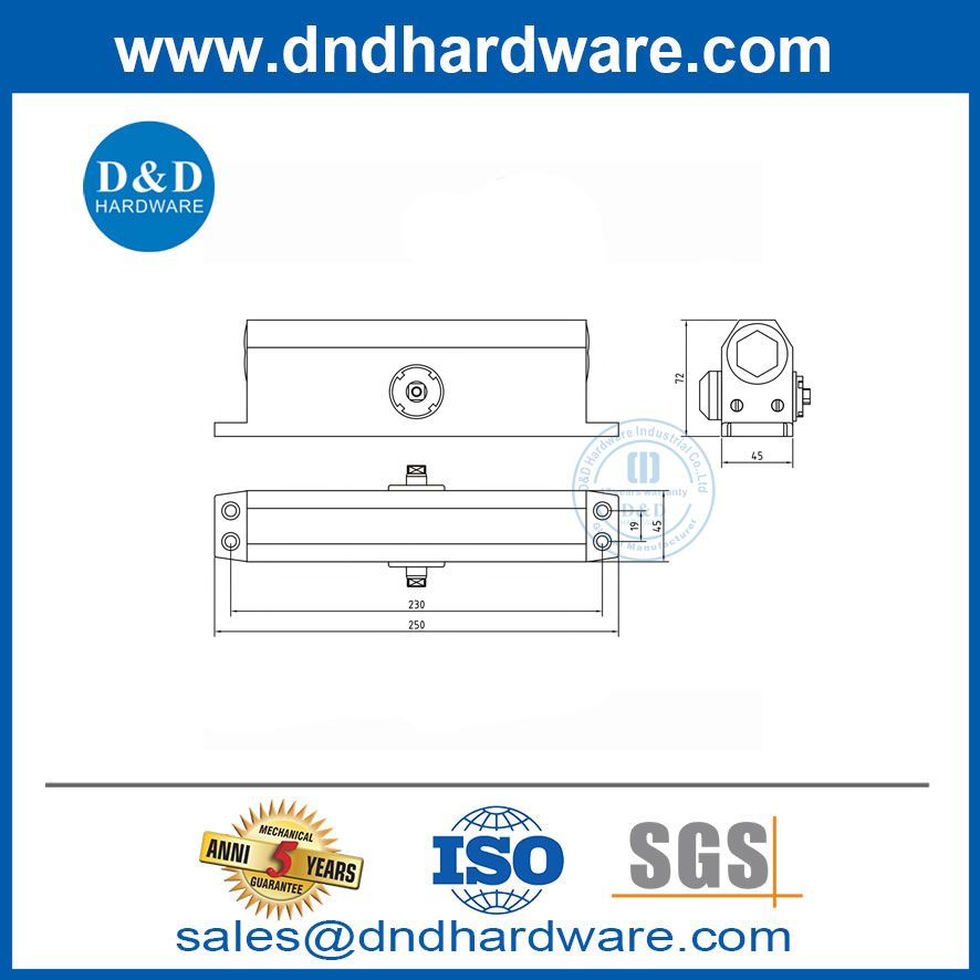Commercial Door Closers Aluminium Alloy Strong Spring Door Slow Closer-DDDC004