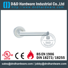 SS316 Hollow Tube Mitred Shape WC Fire Rated Door Handle for Outer Metal Door-DDTH012