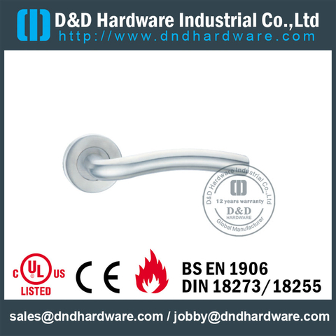 Grade 304 Tube Fire Rated Lever Door Handle for Internal Steel Door with EN1906 -DDTH006