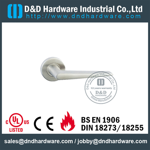SUS304 Designer Lever Handle on Rose for Hollow Metal Doors with PVD-DDSH044