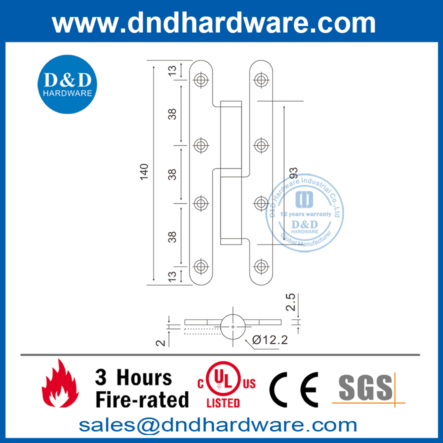 Stainless Steel Round Corner H Hinge for Metal Door-DDSS019-B