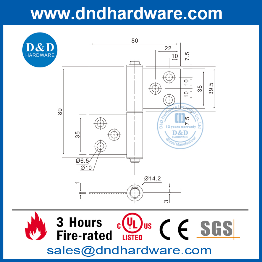 Stainless Steel Small Flag Hinge for Hollow Metal Door-DDSS029