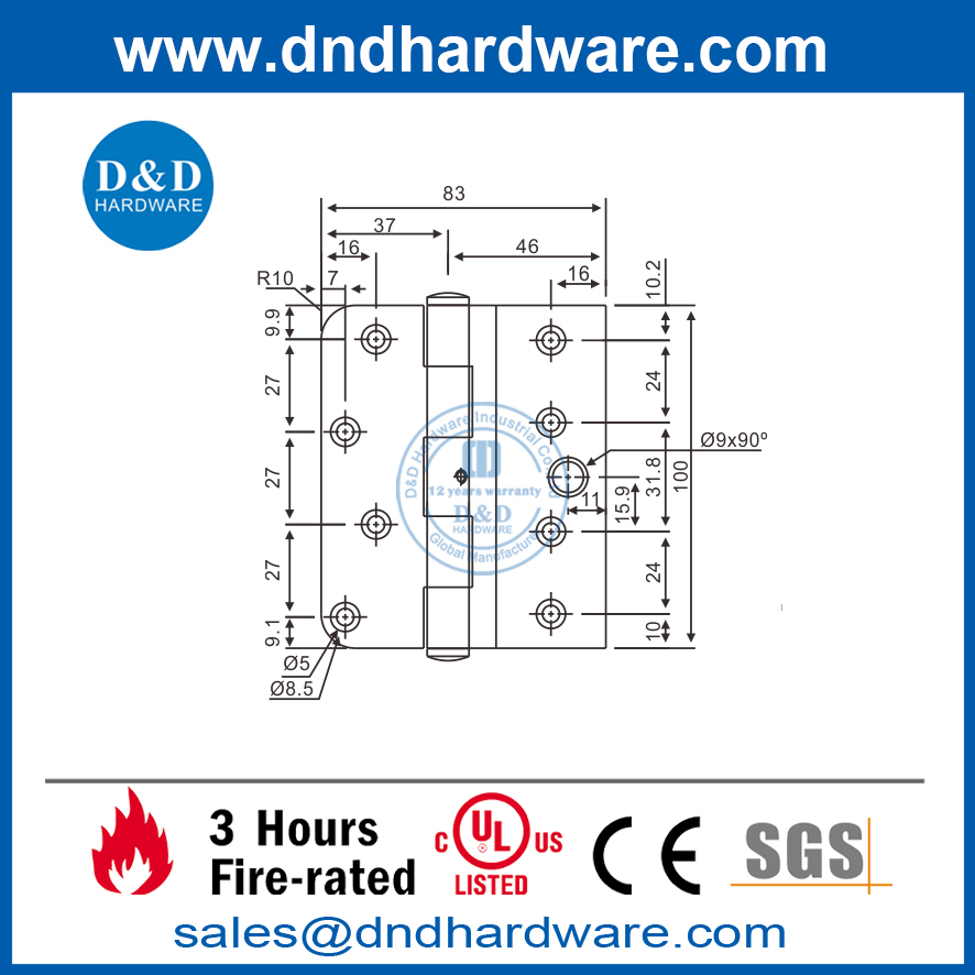 Special Stainless Steel 180 Degree Crank Hinge-DDSS036