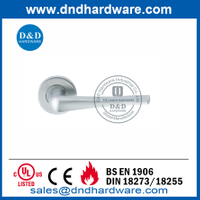 Silver Stainless Steel Hollow Lever on Rose Door Handle-DDTH034