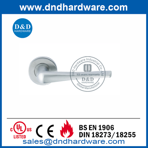 Silver Stainless Steel Hollow Lever on Rose Door Handle-DDTH034