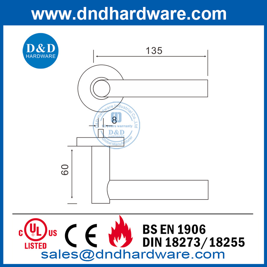 Stainless Steel Decorative Metal Door Lever Handle-DDTH017