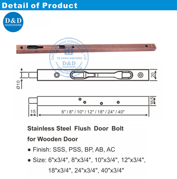 stainless steel door bolt
