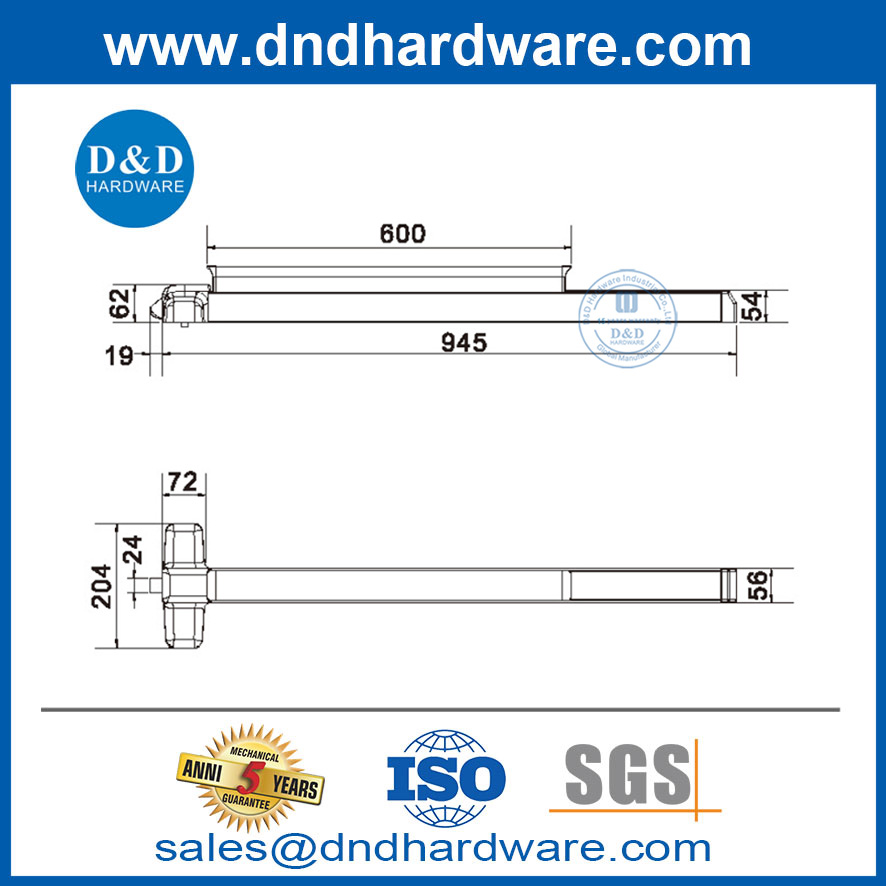 Different Finishes Security Stainless Steel And Aluminium Commercial Door Panic Bar-DDPD301