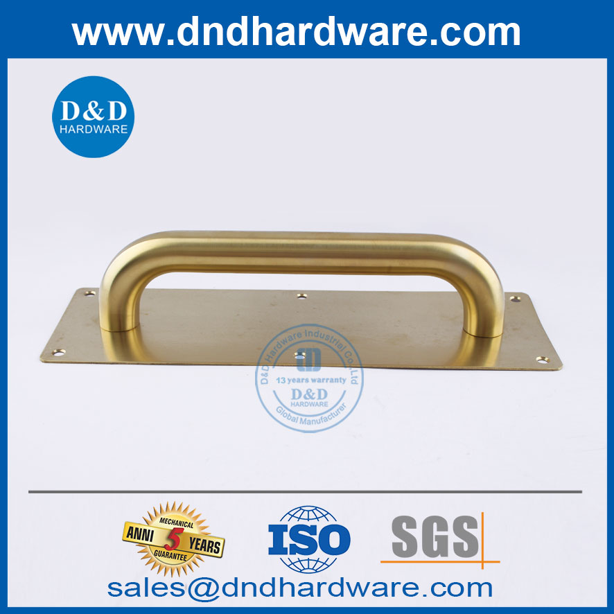Satin Brass Stainless Steel Square Type Door Pull Handle with Plate-DDPH023