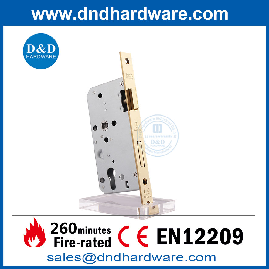 Polish Brass CE Fire Gloden House Door Lock for Wood Door-DDML009 