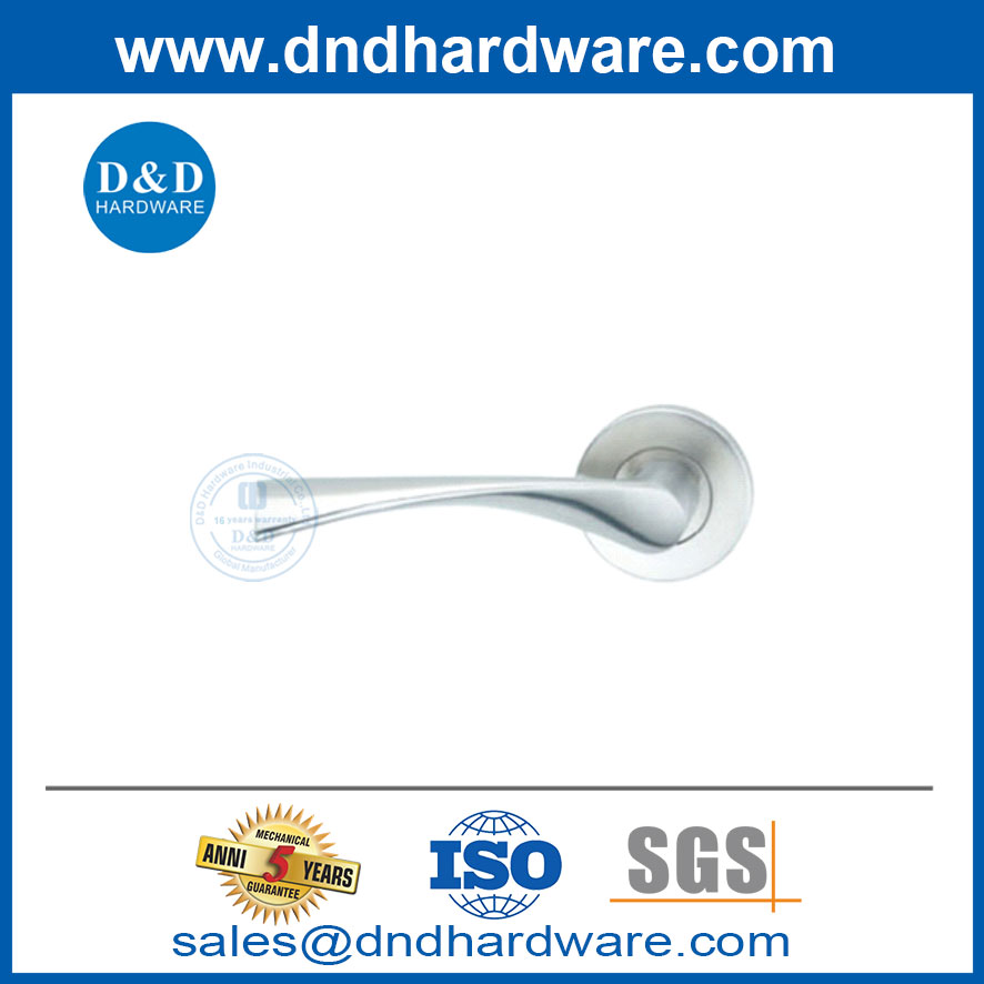 Security Stainless Steel Hollow Tube Door Lever Handle with Round Rose-DDTH037