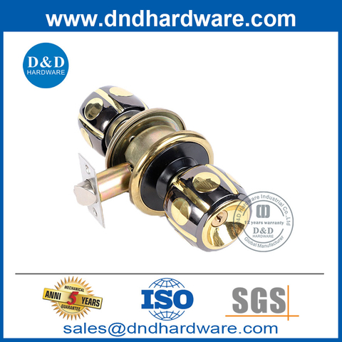 Polished Brass and Black Finish Door Knobset in Zinc Alloy for Bedroom-DDLK042