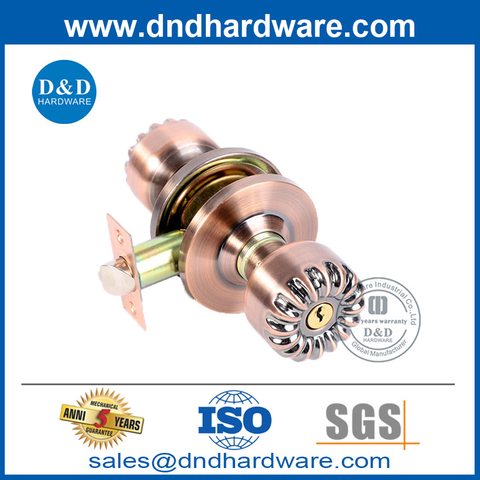 Antique Copper Color Zinc Alloy Knobset for Residential Outside Door-DDLK049